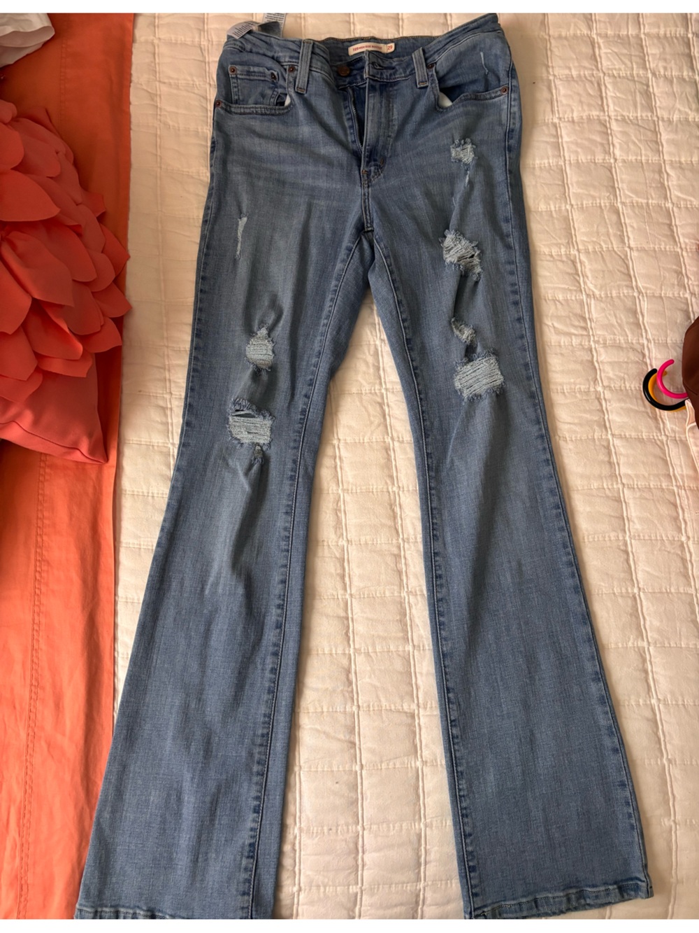 Levi's Light Blue Distressed Bootcut Jeans